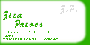 zita patocs business card